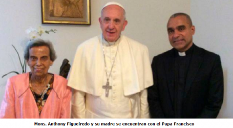 Sarah Figueiredo rechazó abortar a su hijo que hoy es sacerdote y ahora él le ha llevado a conocer al Papa Francisco