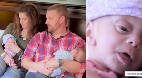 Allison y Josh Lewis con 5 niños sintieron que Dios les pedía adoptar a una bebé sin cerebro cuando nadie más quería