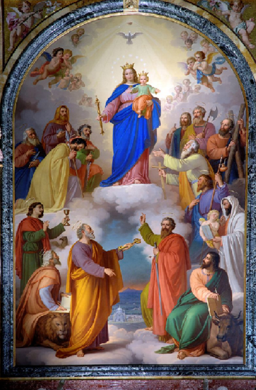 Cuadro de María Auxiliadora pintado en 1865 por Tomás Andrés Lorenzone (1824-1902), a pedido de Don Bosco. Se ubica en la Basílica de María Auxiliadora de Turín, Italia