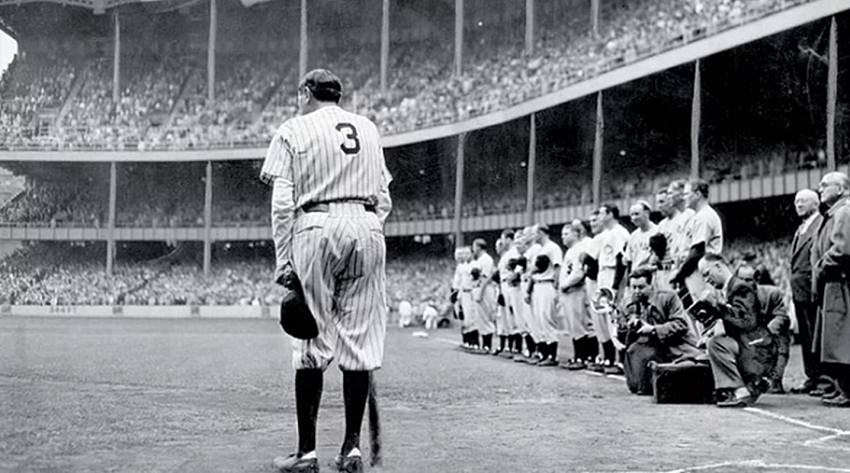 Babe Ruth,, en su última aparición en el Yankee Stadium