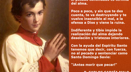 Como Santo Domingo Savio: «¡Antes morir que pecar!» / Por P. Carlos García Malo