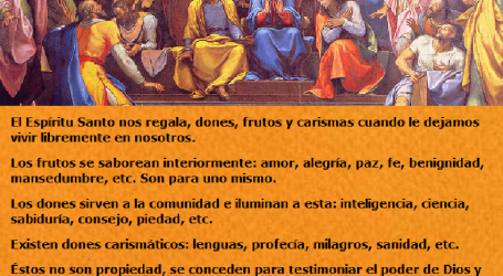 El Espíritu Santo nos regala, dones, frutos y carismas cuando le dejamos vivir libremente en nosotros / Por P. Carlos García Malo