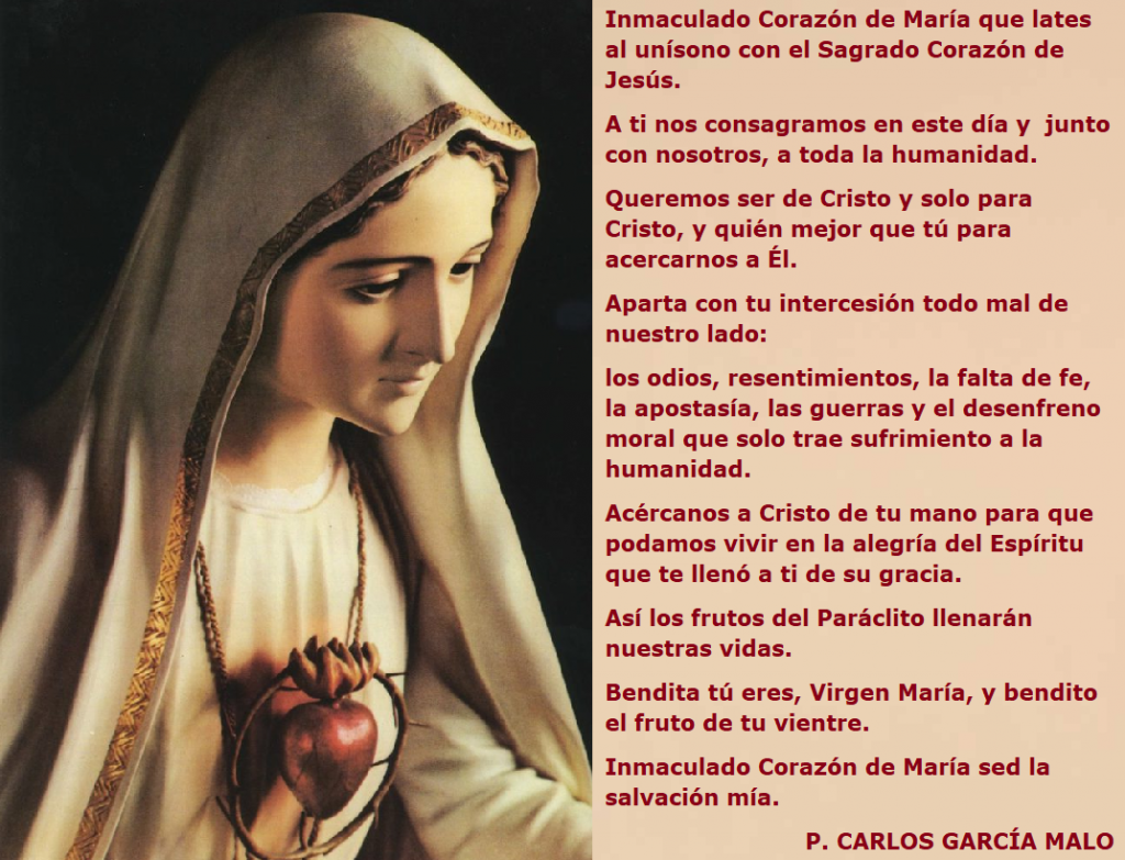 Inmaculado Corazón De María Que Lates Al Unísono Con El Sagrado