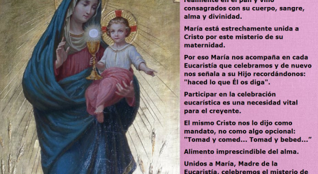 Unidos a María, Madre de la Eucaristía, saciémonos de su Hijo, nuestro Dios, Señor y Salvador / Por P. Carlos García Malo