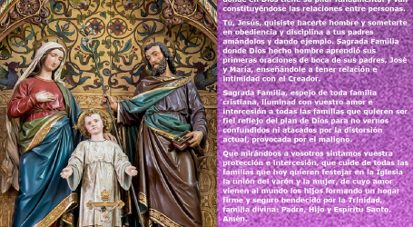 Sagrada Familia, espejo de familia cristiana, iluminad con vuestro amor e intercesión a todas las familias / Por P. Carlos García Malo