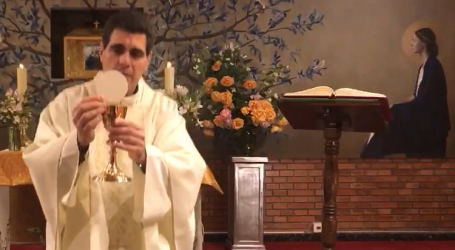 Santa Misa y adoración del 4º domingo de Pascua, presidida por el P. Fernando Simón Rueda, en la Parroquia San Juan Crisóstomo de Madrid, 3-5-2020