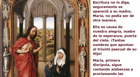 La Virgen María lleva a sus hijos el resplandor de Cristo, la Luz de la Pascua / Por P. Carlos García Malo