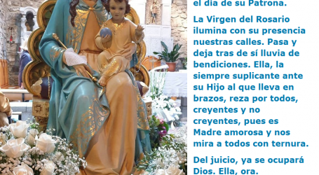 Virgen del Rosario, la siempre suplicante ante su Hijo al que lleva en brazos, reza por todos / Por P. Carlos García Malo