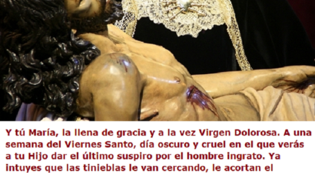 Virgen Dolorosa intercede por el mundo que ves perdido y a oscuras, que rechaza la Luz / Por P. Carlos García Malo